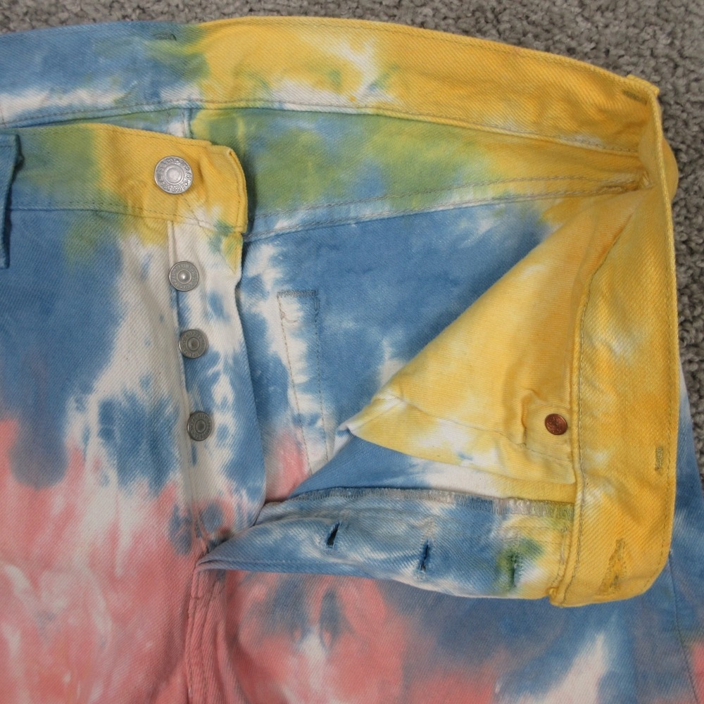 Levis Jeans Mens 30x30 Tie Dye Water Color 501 '93 Button Fly Denim Premium EUC - Picture 7 of 11